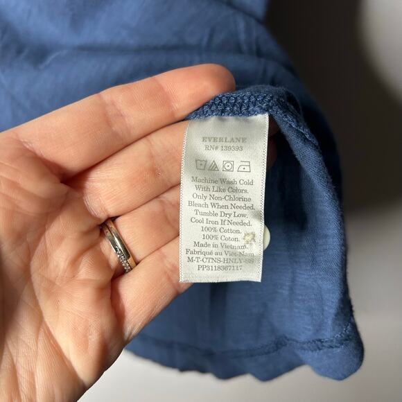 Everlane Men's Cotton Slub Henley Tee Shirt XL Blue Short Sleeve Casual - Picture 7 of 8
